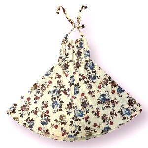 NEW LIGHT floral halter dress with smocked back, sz XS